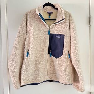 PATAGONIA White and Navy Fleece Jacket